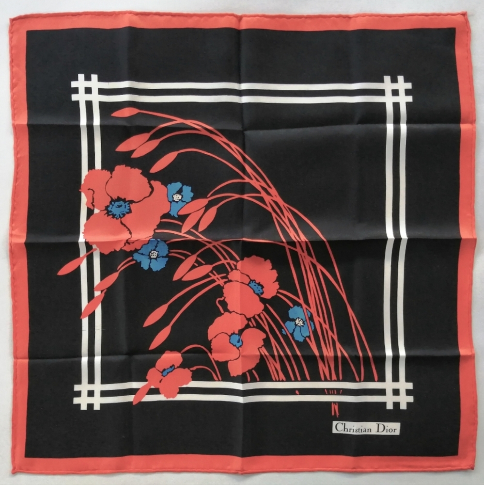 Vintage Christian Dior Silk Scarf 20.5" x 20.5"